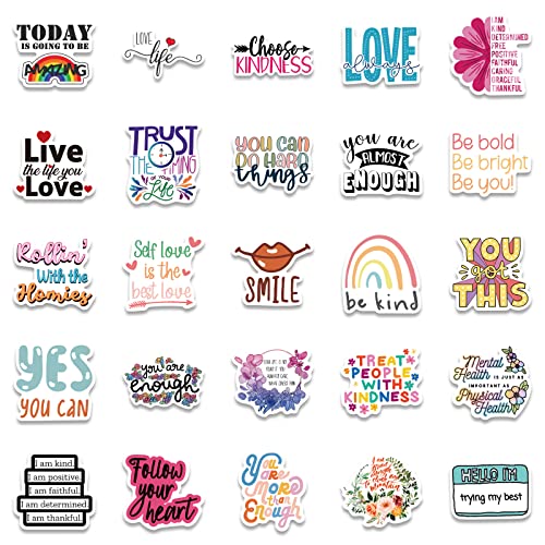 52Pcs Colorful Motivational Stickers, Inspirational Positive Affirmation Vinyl Decals, Waterproof Aesthetic Quote Stickers for Water Bottle, Laptop, Scrapbook, Journal, Diaries, Teens, Girls - color: Inspirational Sticker-4