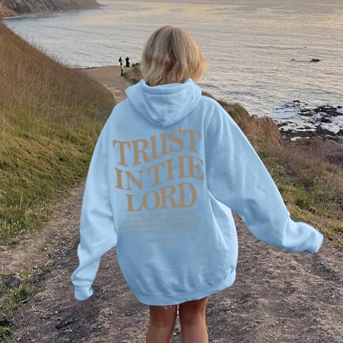 Tuislay Trust In The Lord Hoodie Christian Sweatshirts Women - color: Blue, size: Small