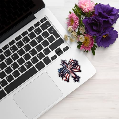 American Flag Cross Sticker 5 Inch – Christian Patriotic Vinyl Decal Waterproof USA Faith Jesus Religious Sticker for Car Truck Laptop Window Bumper - color: 05