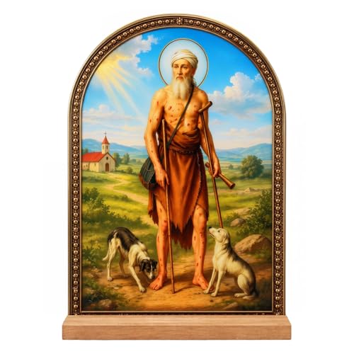 TALPGOD San Lazaro Stand Catholic Ornament Statue – San Lazaro Statue Acrylic Tabletop Décor for Home Altar & Desk, Christian Gift for Women & Men - color: San Lazaro