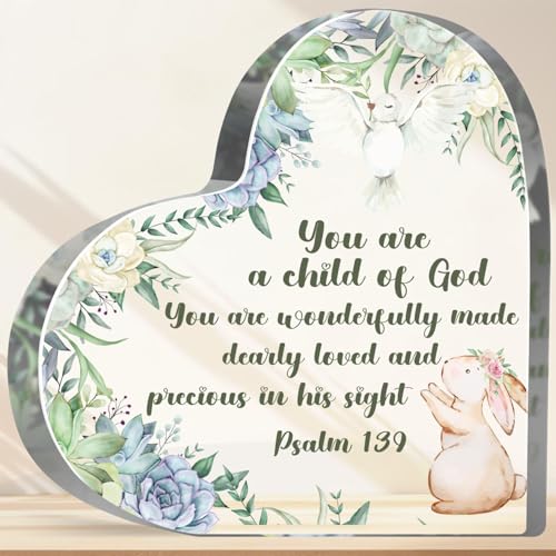 Baptism Gifts for Girls Boys, Religious Christening Confirmation Catholic Sign Decorations for Newborn, Inspirational Godchild Home Desk Decorations for Granddaughter Grandson - style: Baptism Sign 030