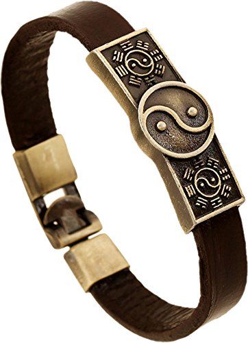 Men Punk Alloy Leather Bracelet Cross Bracelet Bangle Wristband - color: Taiji3