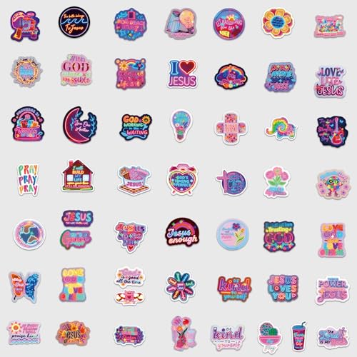 108Pcs Neon Jesus Stickers, Christian Bible Stickers Pack for Teens Adults, Vibrant Religious Vinyl Decals for Water Bottles, Laptops, Journals, Inspirational Faith-Based Christmas Thanksgiving Decor - style: Neno Jesus