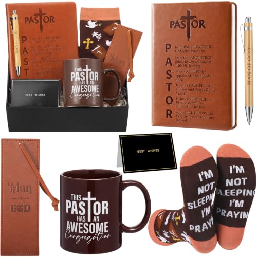 7 Pcs Pastor Appreciation Gifts for Men, Brown - color: Brown