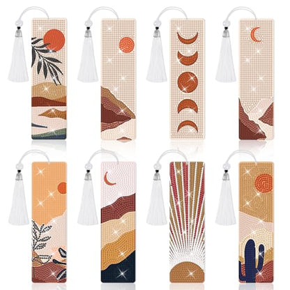 8 Pieces Christian Bible Verse Diamond Art Bookmarks 5d Christian Beaded Bookmark Acrylic Tassel Bookmark for DIY Making Beginners Adults Arts Craft Supplies (Boho) - color: Boho