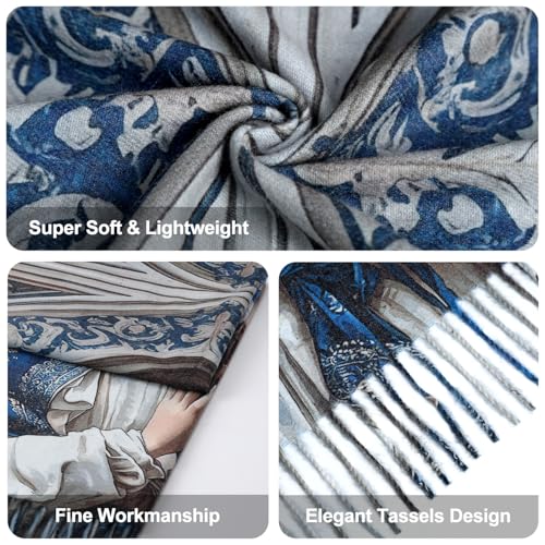 Virgen de Guadalupe Prayer Shawl Scarf Catholic Gifts For Women Mom Mexican Virgin Mary Scarves Wrap (Blue)