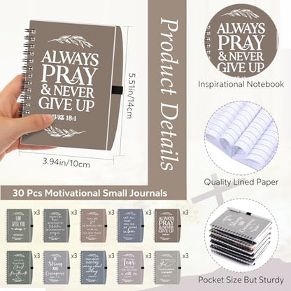 Kosiz 60 Pcs/30 Set Christian Gift Bulk Spiral Notebook and Pen, Morandi - color: Dark Color