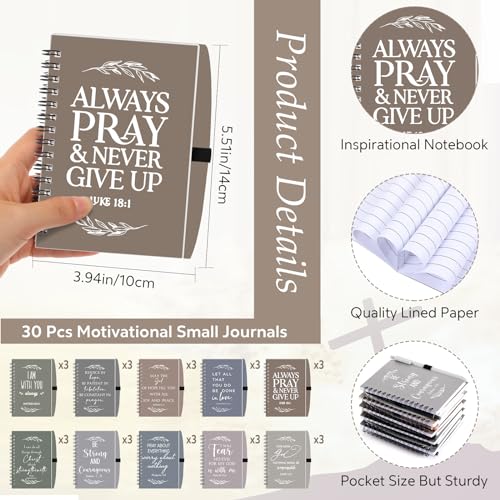 Kosiz 60 Pcs/30 Set Christian Gift Bulk Spiral Notebook and Pen, Morandi - color: Dark Color