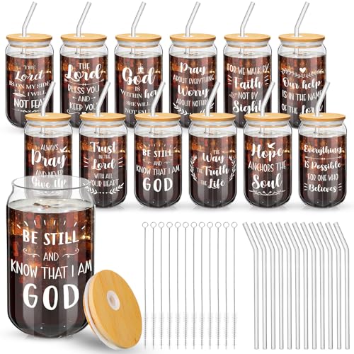 12 Pcs Christian Glass Cups Bulk Christian Gifts for Woman,Cute - style: Cute