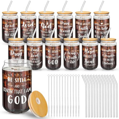 12 Pcs Christian Glass Cups Bulk Christian Gifts for Woman,Cute - style: Cute