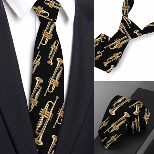 funny Ties for Men Business Novelty Men's Neckties for Festival Holiday Party Valentine's Day Wedding Christmas - color: Trumpet Brass Gold
