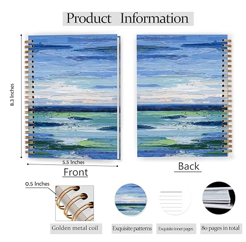 GDJIEGBC Blue Abstract Ocean Notebook 5.5x8.3in - color: Color D