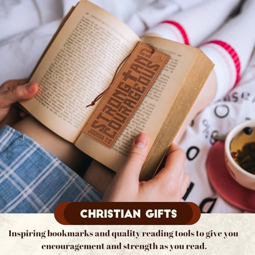 Glenmal 6 Pcs Leather Bible Verse Bookmark for Men, Lion Scripture