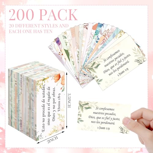 Motiskyy 200 Pcs Spanish Prayer Cards Christian Gifts, Flower - style: Flower