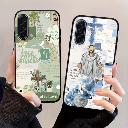 2 Pack God Jesus Collage Phone Case for Samsung Galaxy A17 6.7", Blue Bible Verse Christian Quotes Flower Design Cases for Girls Boy, Slim Soft TPU Protective Cases for Samsung Galaxy A17 - color: Jesus Collage, size: for Samsung Galaxy A17