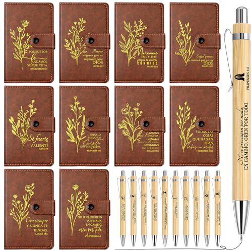 Spakon 20 Pcs Christian Prayer Journals with Pens, Spanish Bible Words - style: Spanish Bible Words