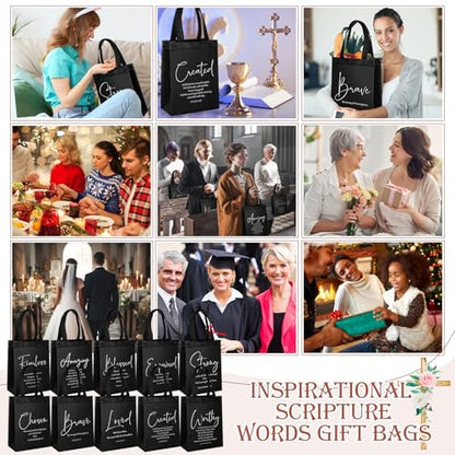 Aliceset 40 Pcs Christian Gift Bags with Bible Verse, Black, Black - color: Black