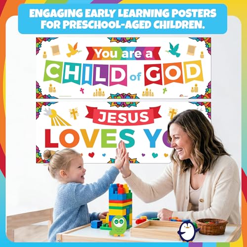 Sproutbrite 2 Pack 13.5"x39" Sunday School Posters & Educational Charts - color: Sunday Poster