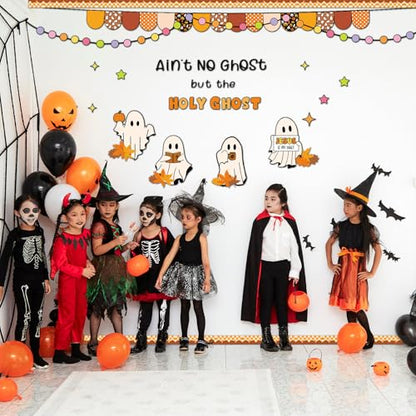 Mooliwe 141 Pcs Halloween Fall Bulletin Board Decor Set Christian Ghost - style: Halloween