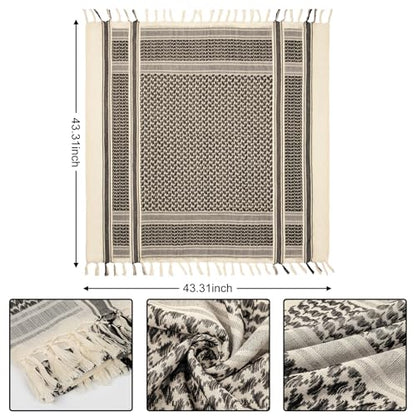 Aonal Military Shemagh Tactical Desert Scarf, Keffiyeh Scarf for Men - color: X-khaki & Black