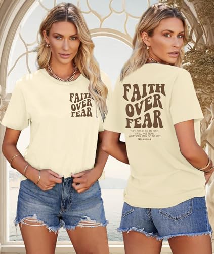 Christian Shirts for Women Bible Verse Shirt Jesus Faith T-Shirt Inspirational Religious Gift Tee Tops - color: Apricot1, size: XX-Large