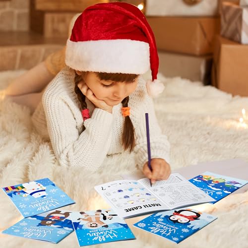 ANGOLIO 24Pcs Hello Winter Activity Coloring Books Including Snow Snowman Polar Bear Penguin DIY Art Drawing Patterns Learn Math Party Favors Christmas Favor Home Classroom Activity Supplies for Kids - style: Hello Winter Activity