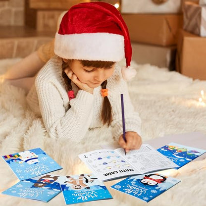 ANGOLIO 24Pcs Hello Winter Activity Coloring Books Including Snow Snowman Polar Bear Penguin DIY Art Drawing Patterns Learn Math Party Favors Christmas Favor Home Classroom Activity Supplies for Kids - style: Hello Winter Activity