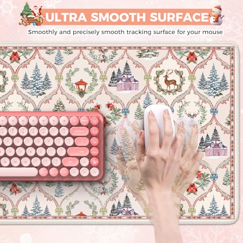 iCasso Christmas Desk Mat, Beige Mouse Pad, Desk Protector Mat - color: Beige Christmas