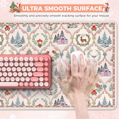 iCasso Christmas Desk Mat, Beige Mouse Pad, Desk Protector Mat - color: Beige Christmas