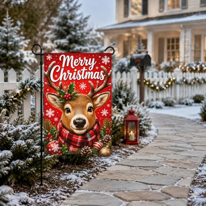 Louise Maelys Christmas Garden Yard Flag 12x18 Inch Reindeer - color: Multi-6