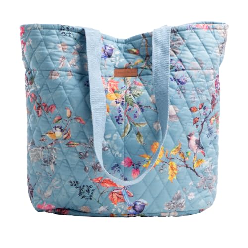 Maison d' Hermine Shopping Bags Cotton Quilted Tote Bag with Zipper Pockets - color: 037 - Equinoxe - Blue