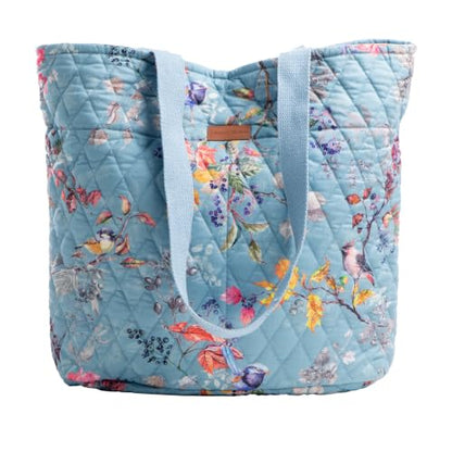 Maison d' Hermine Shopping Bags Cotton Quilted Tote Bag with Zipper Pockets - color: 037 - Equinoxe - Blue