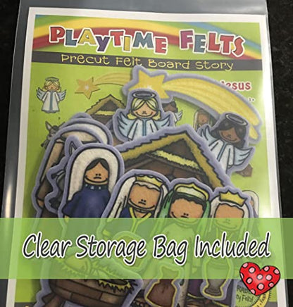 Birth of Jesus Felt Story Set | 15 PRECUT & Ready to Play Durable Felt Pieces for Preschool Learning, Reusable Felt Board Stories