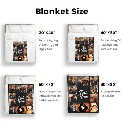 inkArts Custom Blanket Throws with Photos Text Personalized with Picture Customizable, Customize for Mom, Dad, Couple, Girlfriend, Boyfriend, Husband & Wife - color: Ten Photo