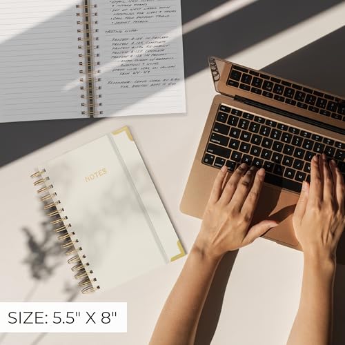 Aesthetic Thick Spiral Notebook Journal For Women in A5 - Linen Hardcover - color: Beige, size: A5