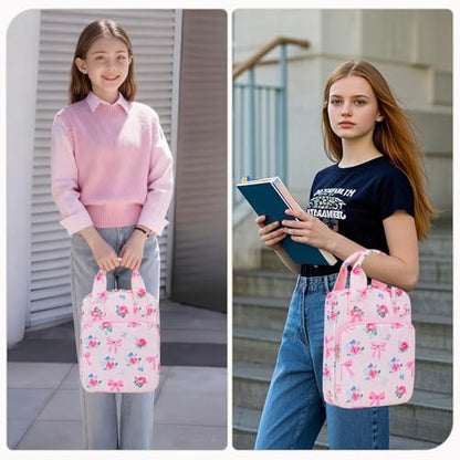 DSIUE Kids Bible Cover Case Gilrs Cute Bible Carrying Case Book Holder/Carrier/Bag with Handle and Pockets, Bow Floral