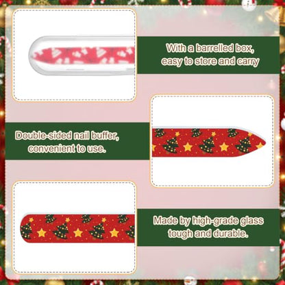 10 Pcs Christmas Glass Nail Files Gifts with Case Xmas Party Favors Bulk - style: Santa