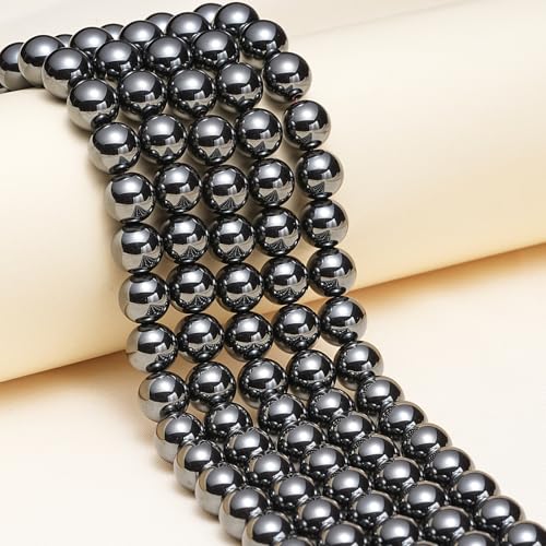 6mm Natural Black Hematite Gemstone Beads Polished Round Smooth Stone Beads for Bracelets Jewelry Making 15inch Loose Beads - color: AAA Black Hematite, size: 6mm