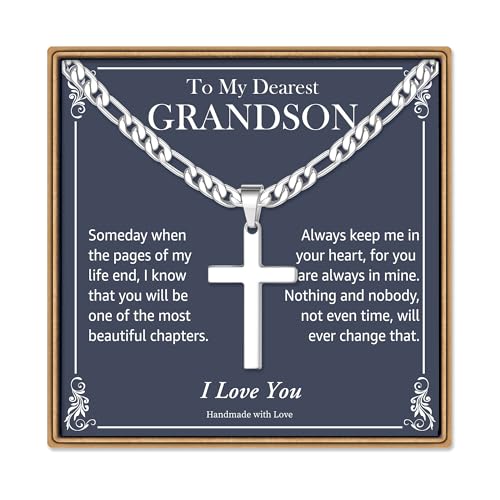 IEFLIFE Gifts for Son Men - Gifts for Son Grandson Boy Cross Necklaces - color: Grandson