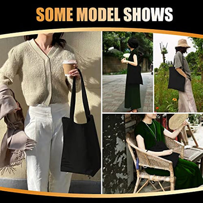 Canvas Zipper Tote Bag, 14"x16", Black, Plain, Zippered, Bulk - color: 1pcs Black, size: 14"x16"