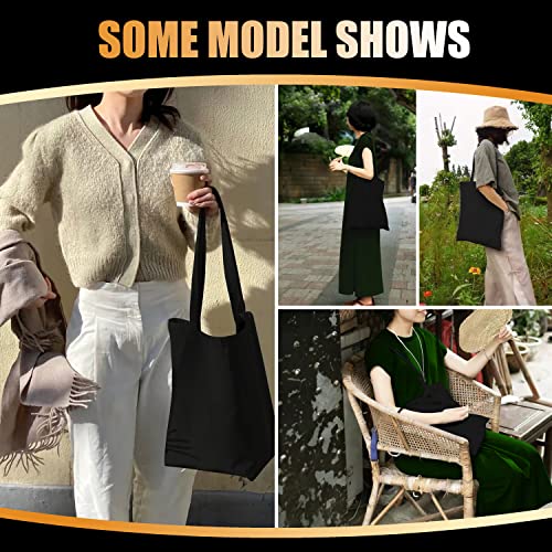 Canvas Tote Bulk 14"x16" No Zipper Black Canvas Bags for Work, Travel, Beach, Sports - color: 1pcs Black No Zipper, size: 14"x16"