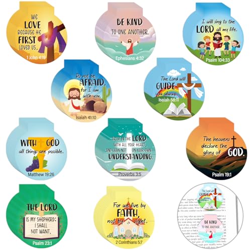 AmazingSpark 100 Pcs Magnetic Bookmarks Bulk Bible Verse Magnet Book Marker Clips Christian Scripture Inspirational Gifts for Reading Awards Religious Book Lover Office (Landscape) - style: Landscape