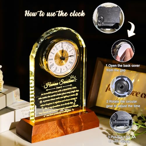 Arikyrist Glass Clock Human Sunshine Inspirational Gifts for Women Men - color: Human Sunshine