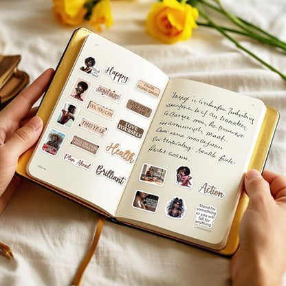 Black Girl Vision Board Stickers, Affirmation Decals for Women - color: Black Girl Brown
