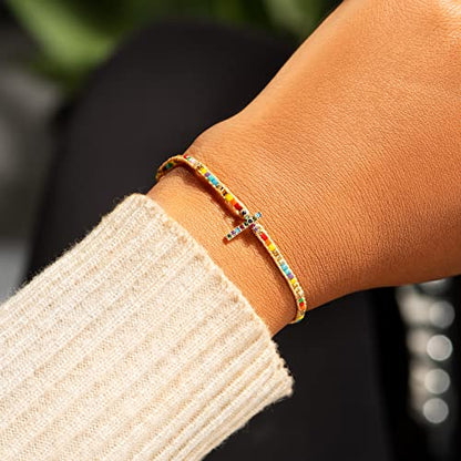 STORYJEWELLERY Christian Gifts for Women, Religious Confirmation and Baptism Gifts, Cross Bracelet for Women, Easter Gift, Encouragement Presents, Christian Jewelry - color: God is in control