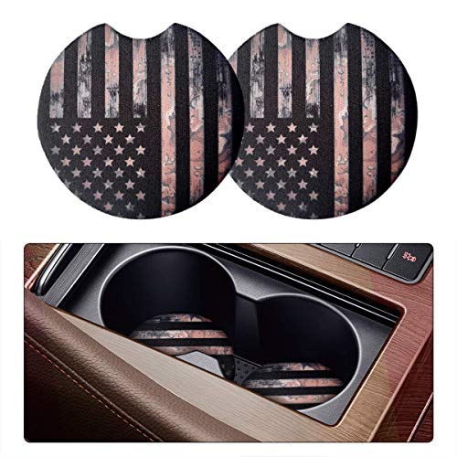Moly Magnolia 2 Pack 2.75 Inch Car Cup Holder Coasters, Black Flag - color: Black Flag