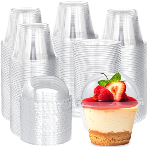 Alaeseje 100 Pack 6 oz Plastic Dessert Cups with Dome Lids,No Hole