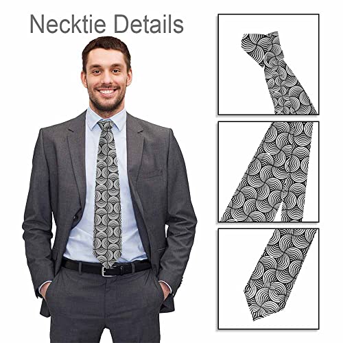 Black Dots Men's Neckties Retro Classic Circle Geometry Men's Tie for Mens Teens Business Work Casual Wedding Party - color: Rounded Lines