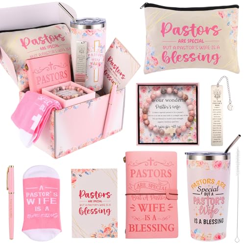 Pastor Wife Appreciation Gifts for Women Christian Gifts Unique Pastor Gift for Pastor's Wife Including Journal Tumbler Socks Makeup Bag Pen Card for Birthday Christmas