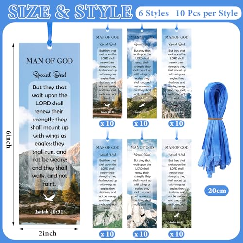 Dispowreath 60 Pcs Man of God Bookmarks Religious Christian Father's Day - style: Man of God